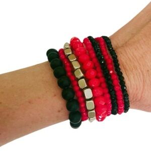 Stacked Red and Black Bulldogs Bracelet